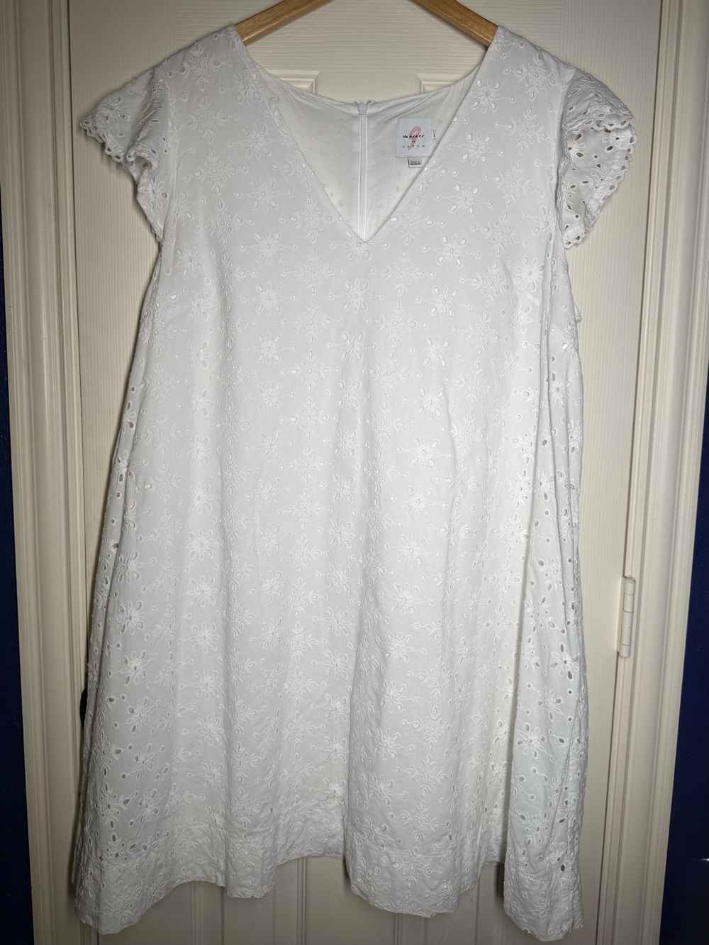 The Nines by HATCH XL Cotton White Eyelet Midi Maternity Dress